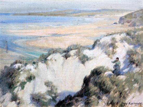 Guy Kortright (1877-?) Figure on the dunes, 10 x 13in.